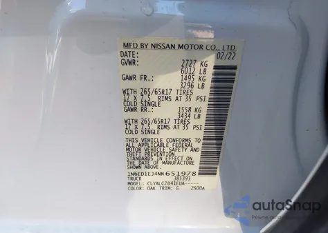 2022 Nissan Frontier Sv 4X2 z USA, uszkodzony, nr VIN 1N6ED1EJ4NN651978